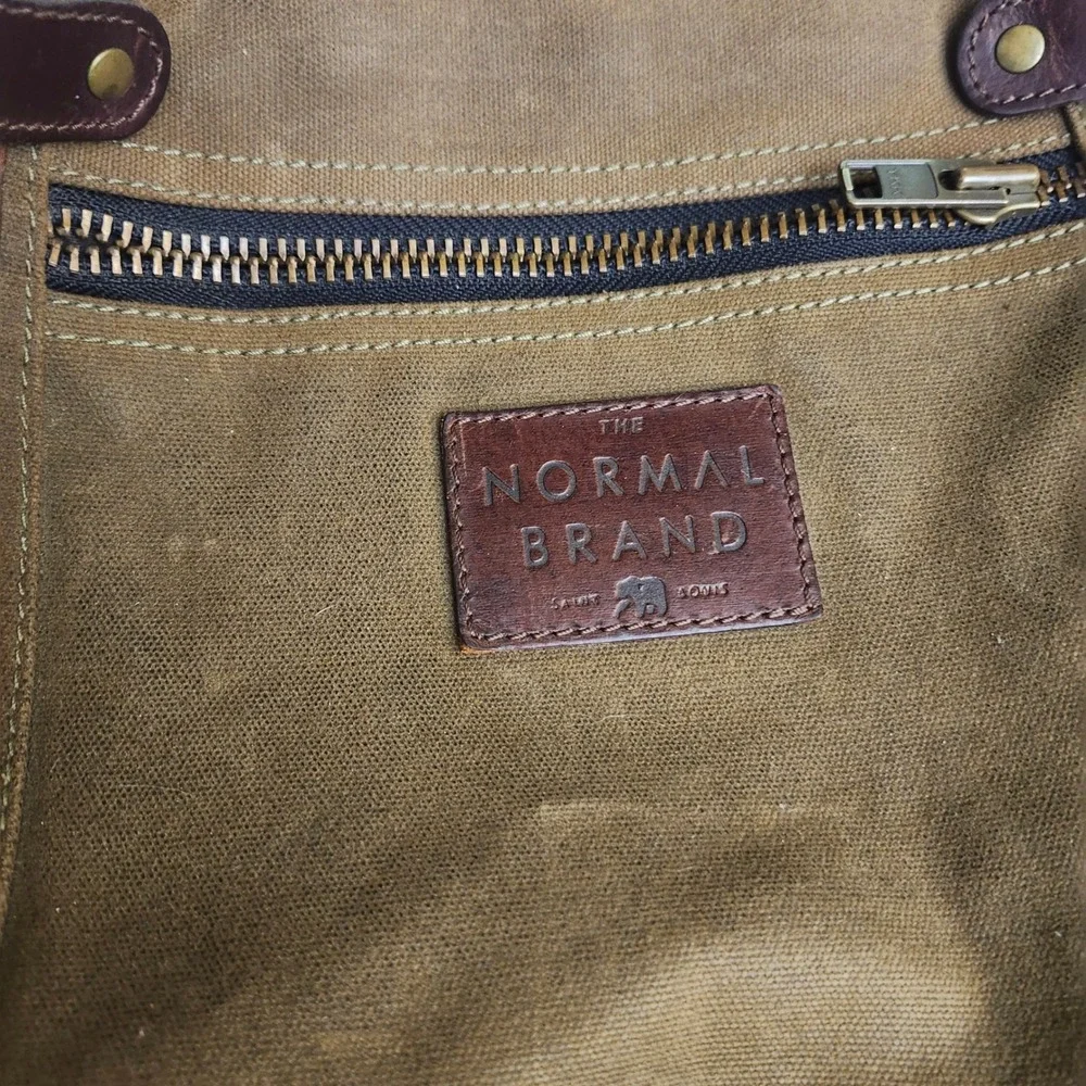 The Normal Brand Waxed Canvas Leather Duffel Bag Olive Green Weekender Travel